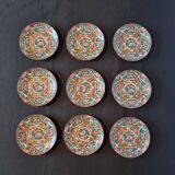 Set of 9 Macau porcelain bread or pasta plates, hand-painted
