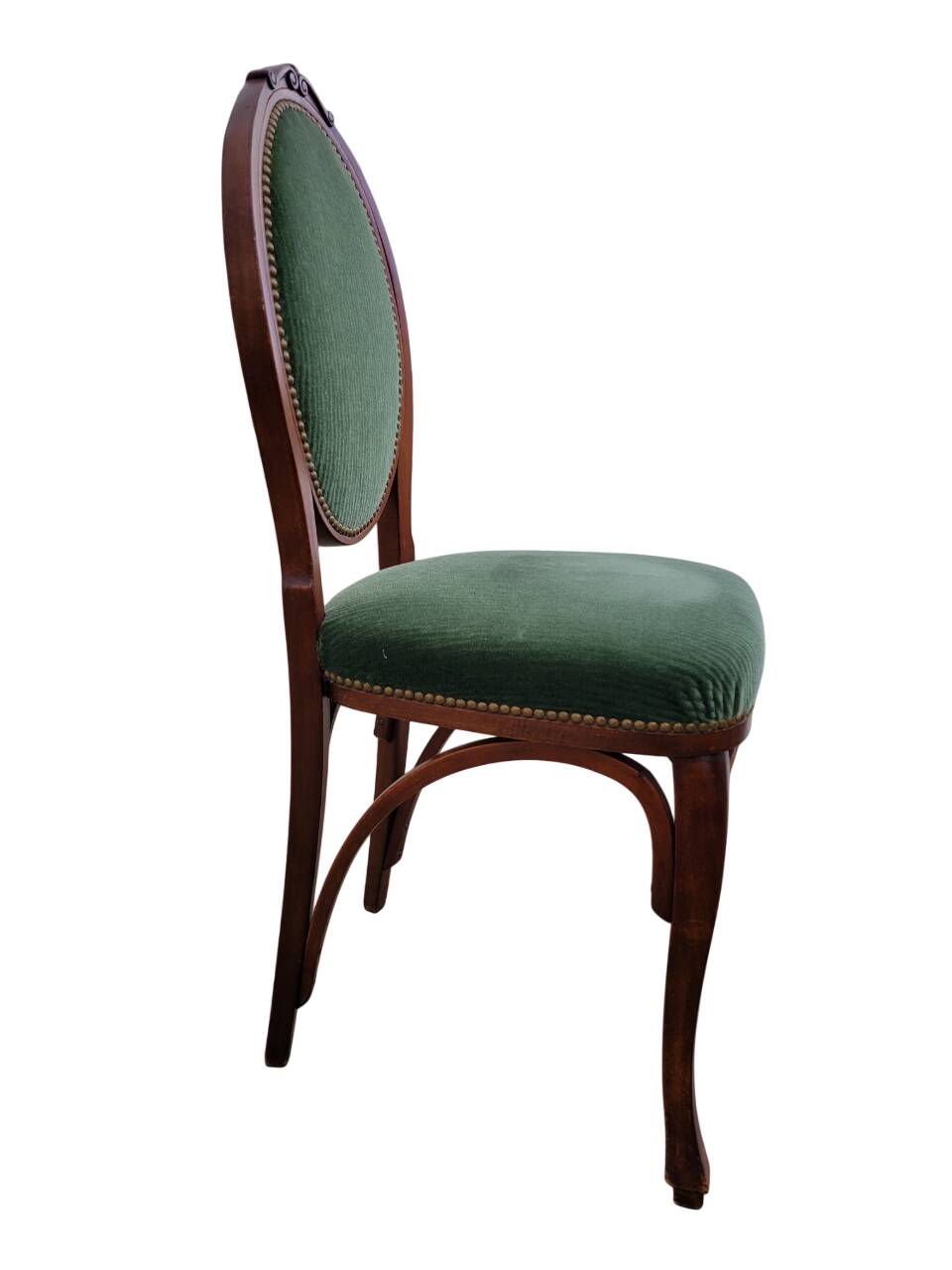 Antique green corduroy medallion chair