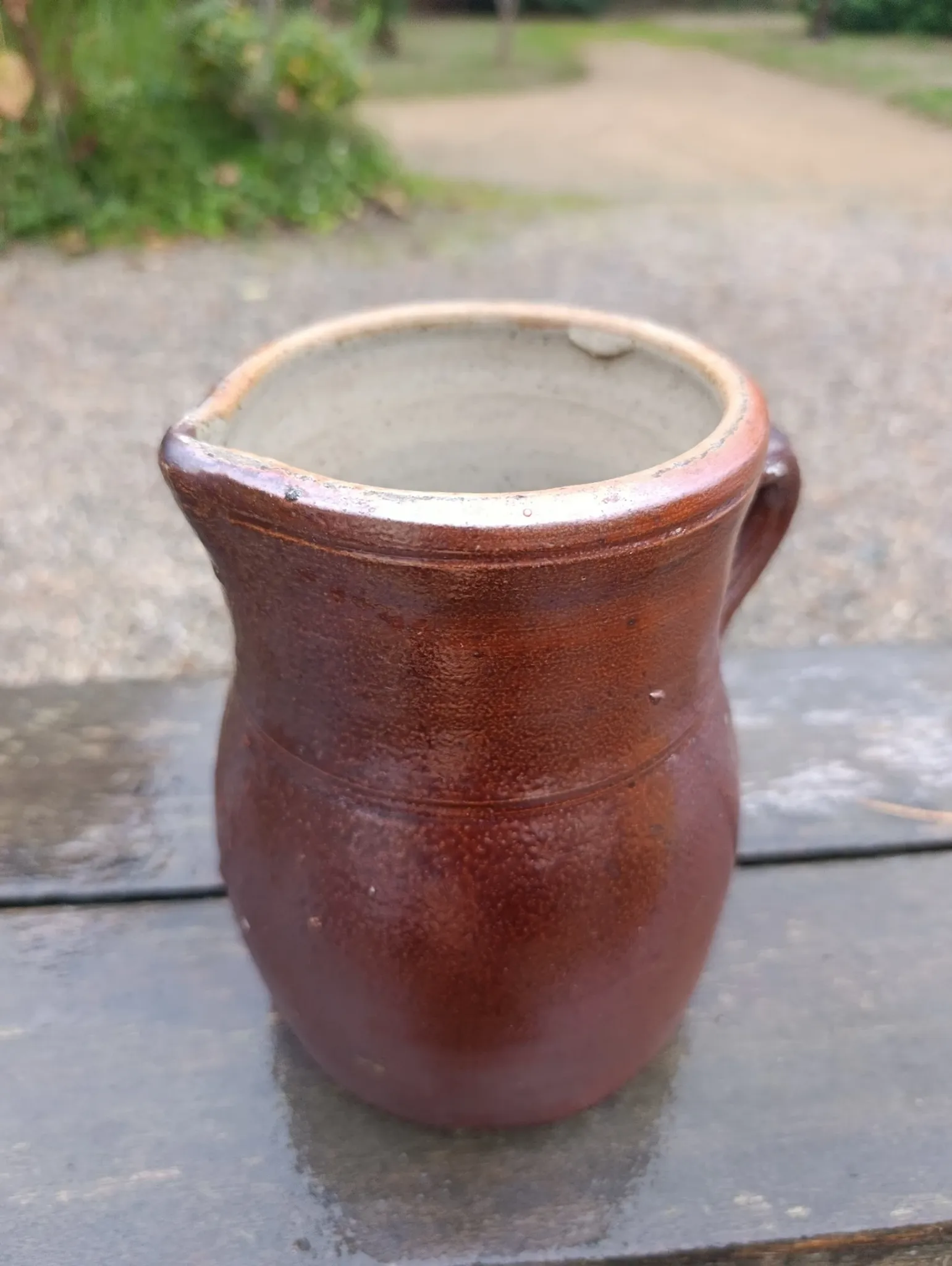 antique glazed stoneware jug / milk pot, late 19th century
