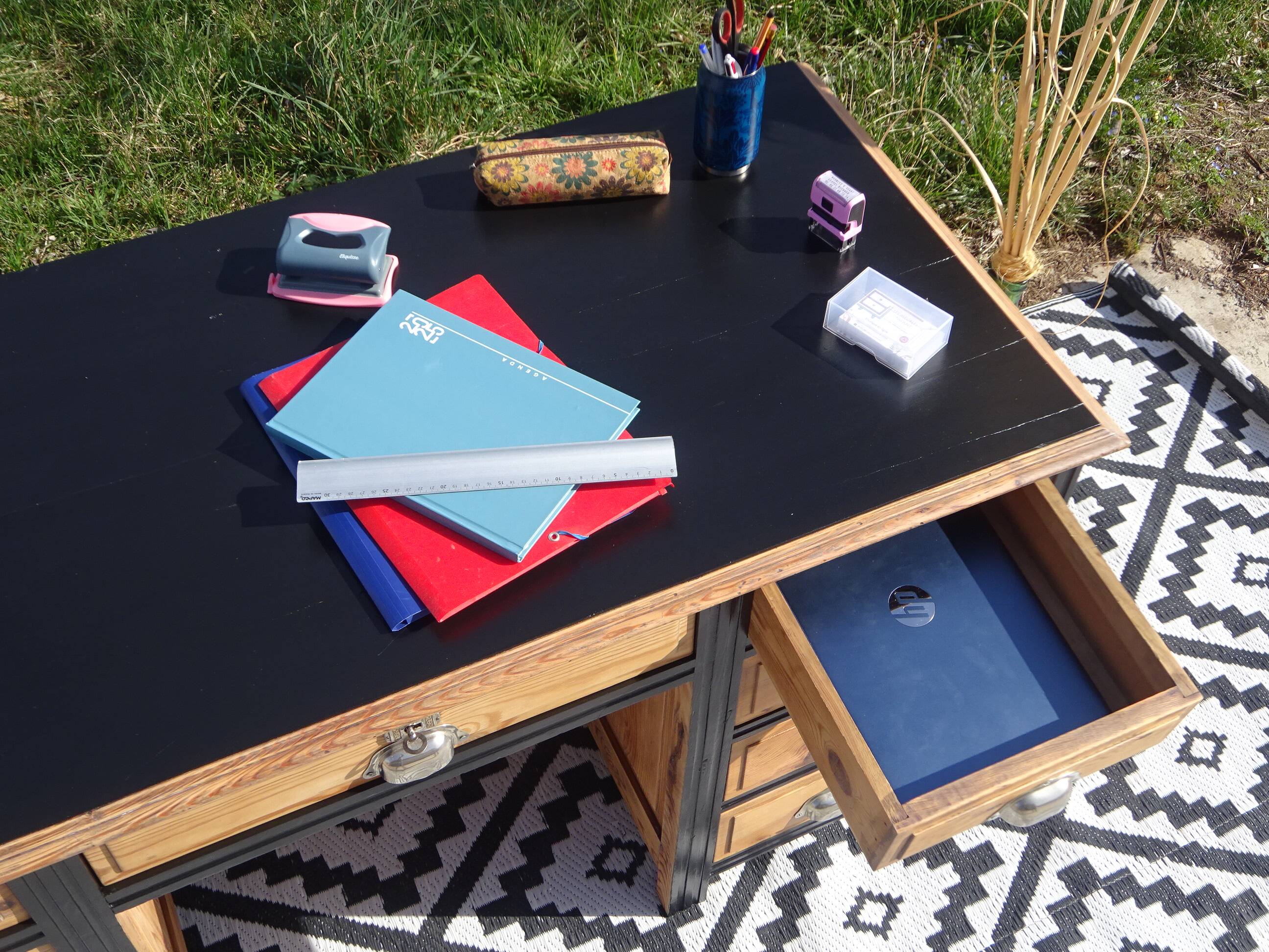 Vintage pine desk, restored