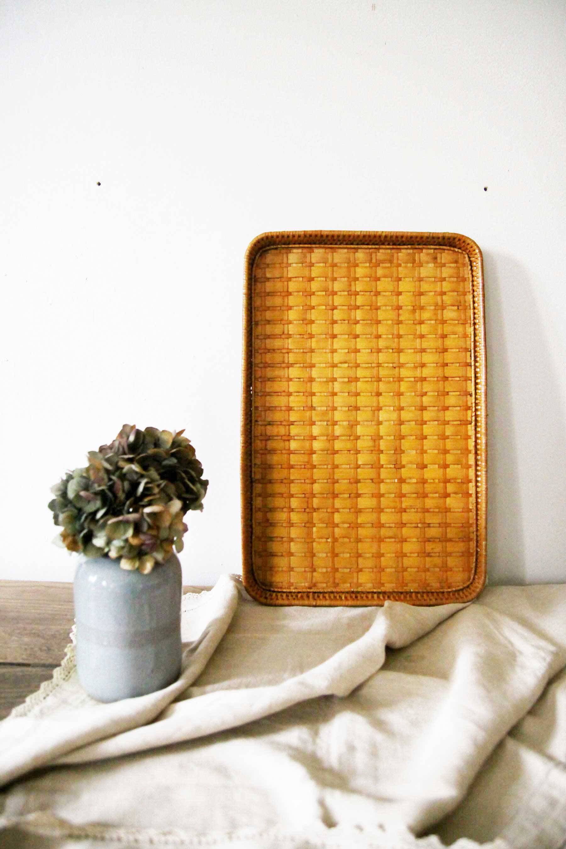 Vintage wicker tray