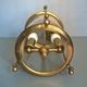 Chandelier lantern cage cylindrical two fires ~ glass and golden brass ~ 1950s/1960s
