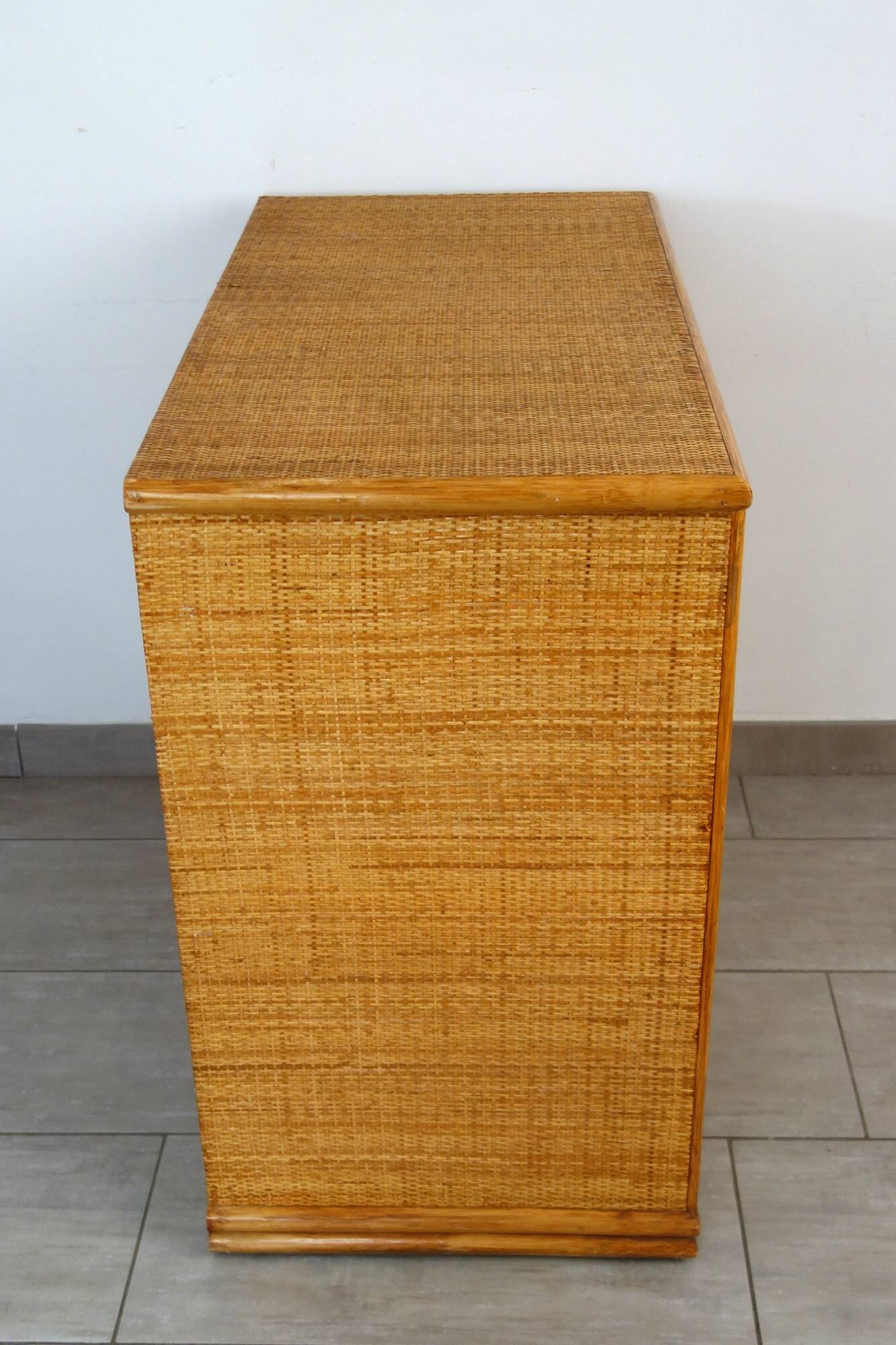 Vintage rattan chest of drawers
