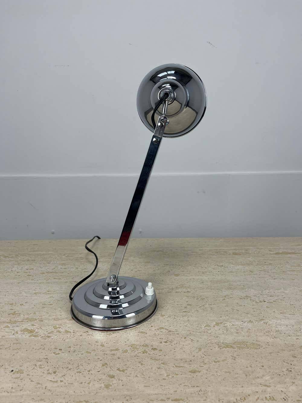 Modernist Art Deco desk lamp, chrome metal, 1930s/40s
