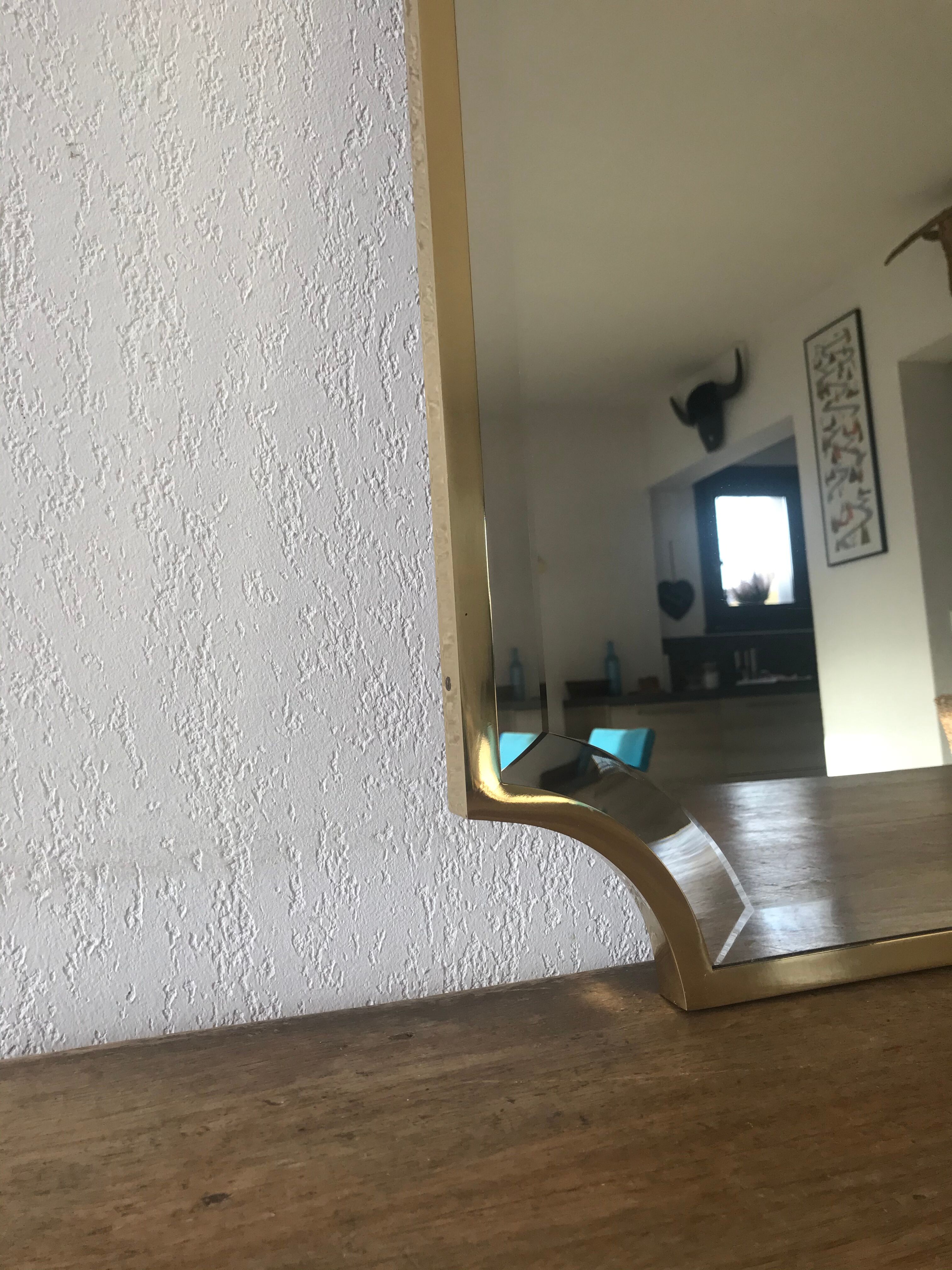 Brass bevelled mirror, Italy, 60s