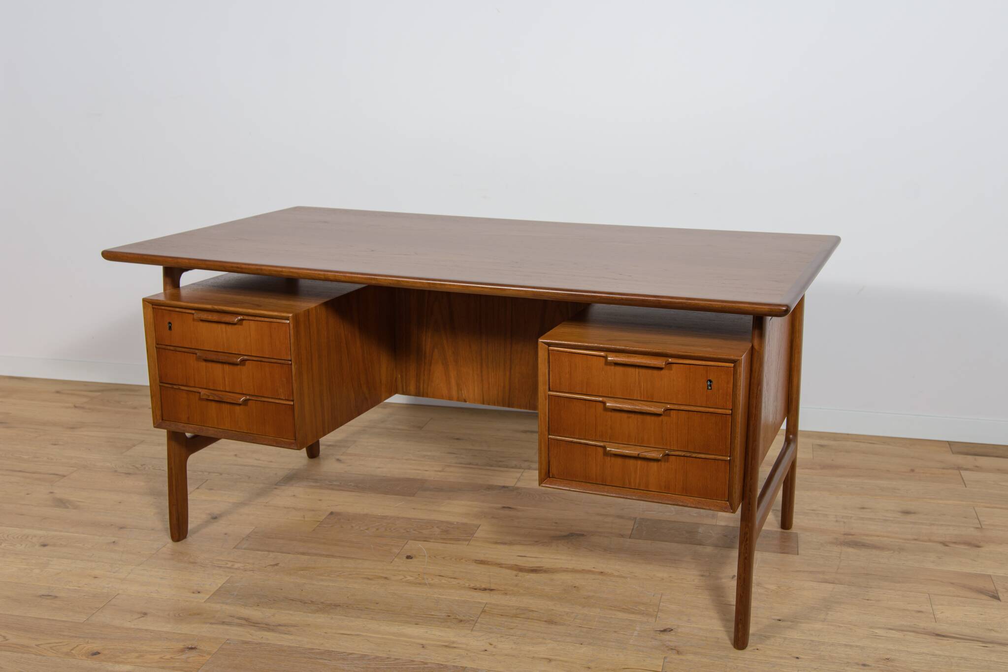 Mid-Century Model 75 Freestanding Teak Desk from Omann Jun, Denmark, 1950s