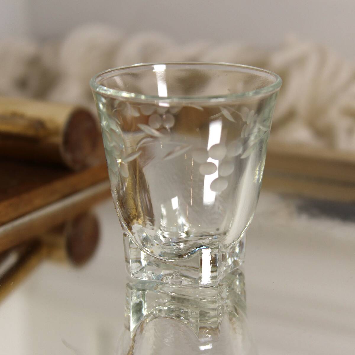 Set of 3 Engraved Liqueur or Shot Glasses - Art Deco 1940 certified