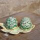 Salt & pepper set in slip – artichokes on leaf tray