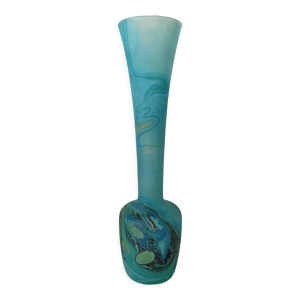 Vase opaline bleu Jean Noël Bouillet