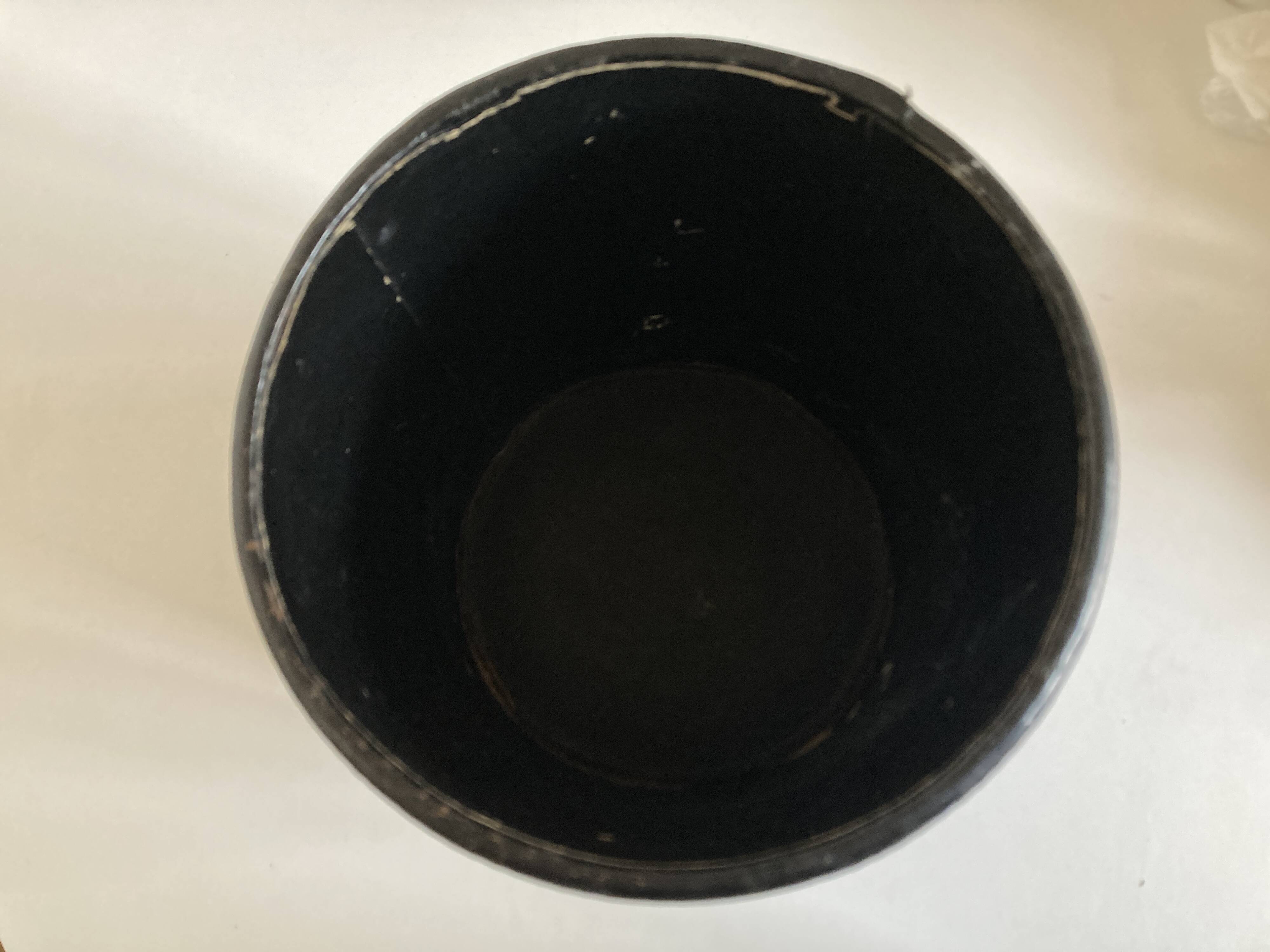 Black leather desk wastebasket, 1960