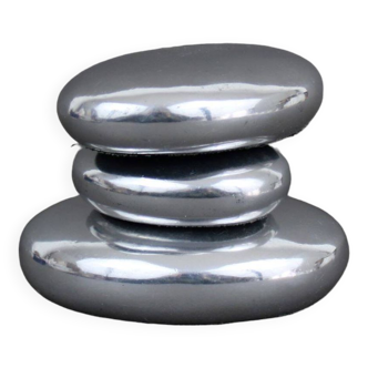 Paperweight, pebble sculptures in polished aluminum 1970