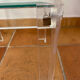 Coffee table, side table in plexiglass with a glass top.