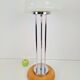 Vintage Mushroom Opaline Glass and Chrome Table Lamp, 1970s