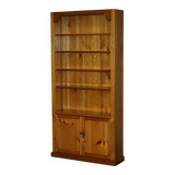Pair of vintage cherry wood bookcases with lockable doors.