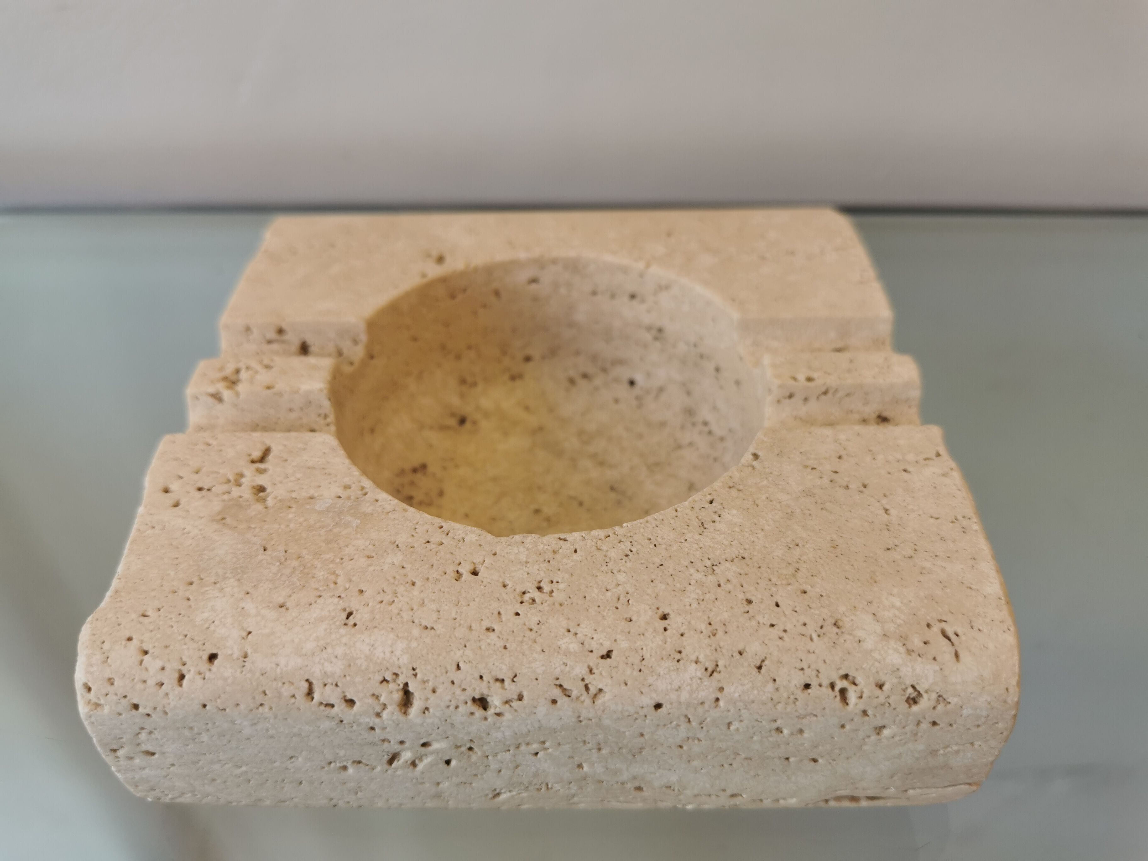 Large vintage travertine ashtray by Fratelli Mannelli 1970