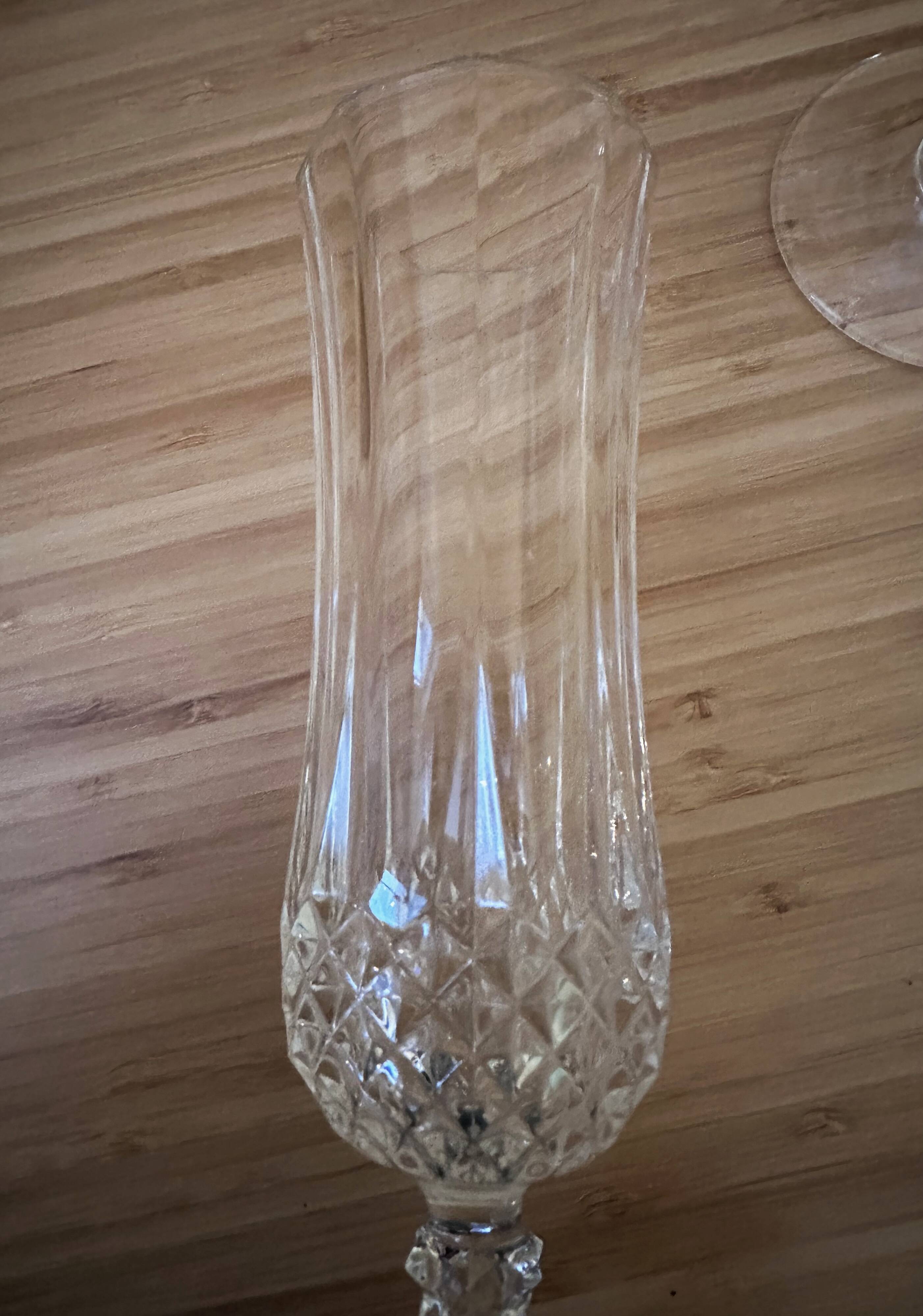 7 champagne flutes 11 cl "Lonchamp" Cristal d'Arques Vintage