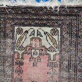 Vintage carpet uzbek bukhara handmade 46cm x 56cm 1950s, 1c765