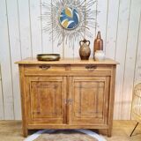 Old solid wood sideboard 2 doors and 2 drawers renovated