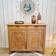 Old solid wood sideboard 2 doors and 2 drawers renovated
