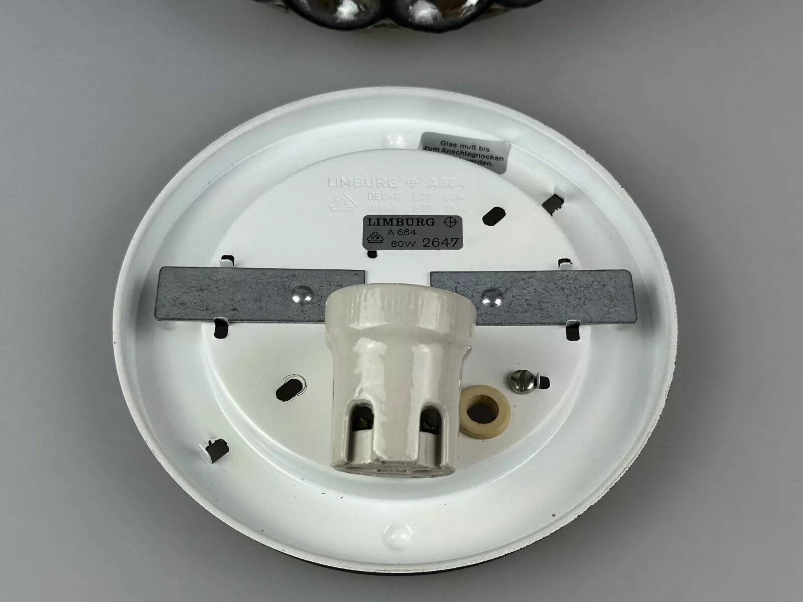 60s 70s ceiling lamp Glashütte Limburg Germany Plafoniere glass & metal