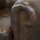 Large, Dark Cowhide Leather Chesterfield Armchair