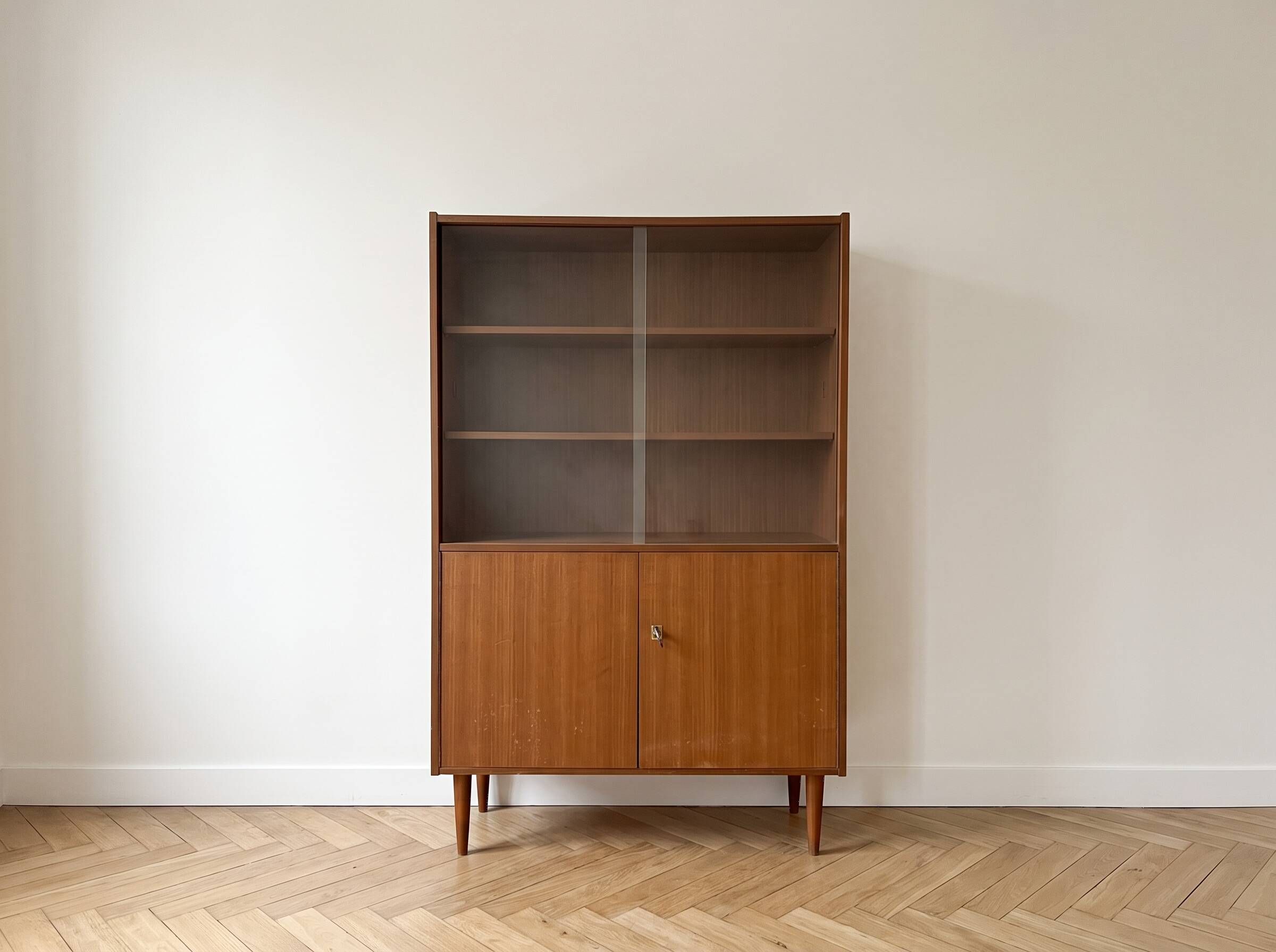 Vintage 1960s wooden display cabinet