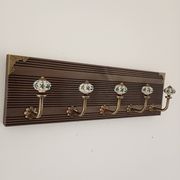 Vintage wall coat rack with 5 ceramic hooks and floral patterns, 50 cm.