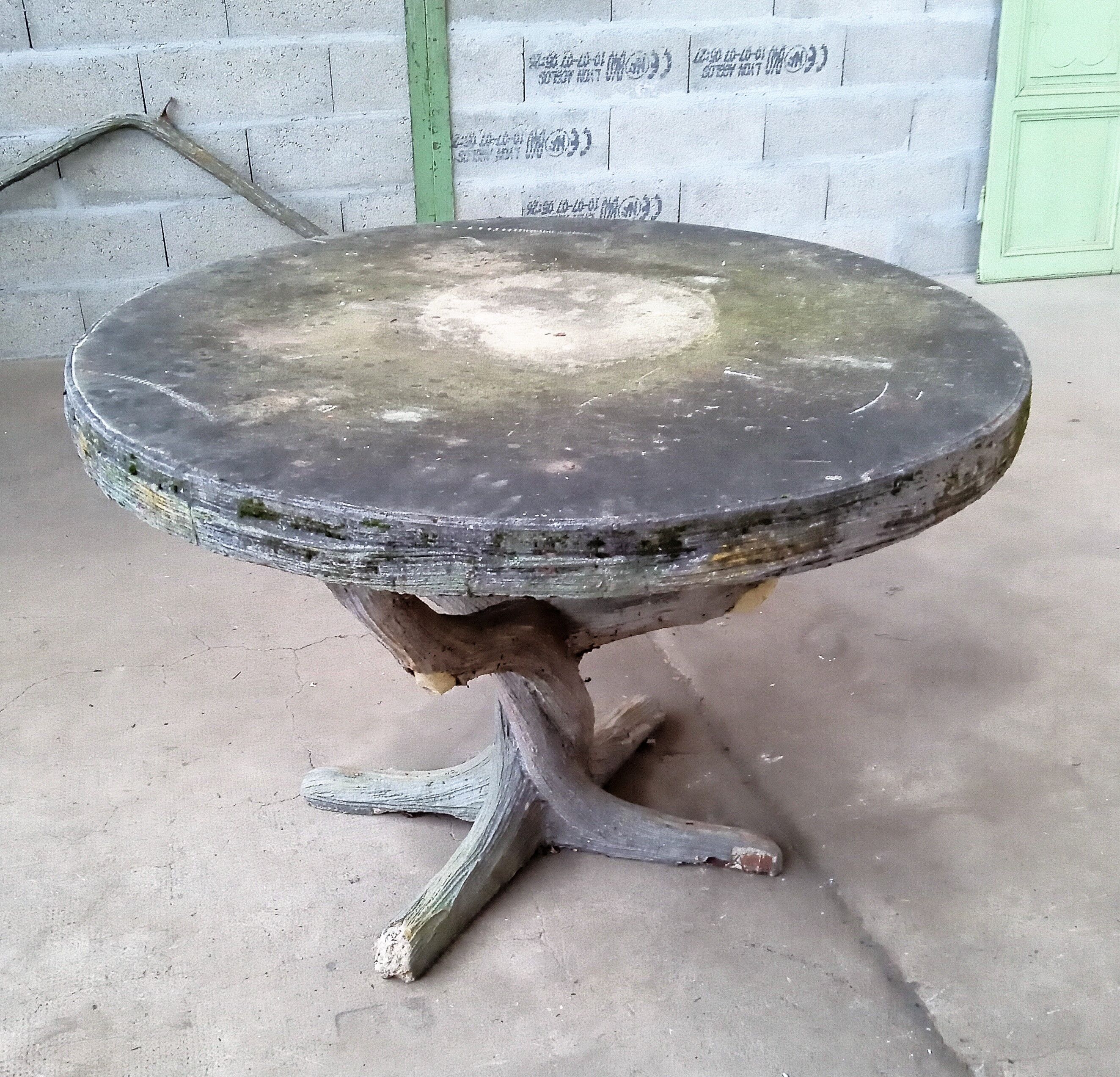 Wood-style cement garden table