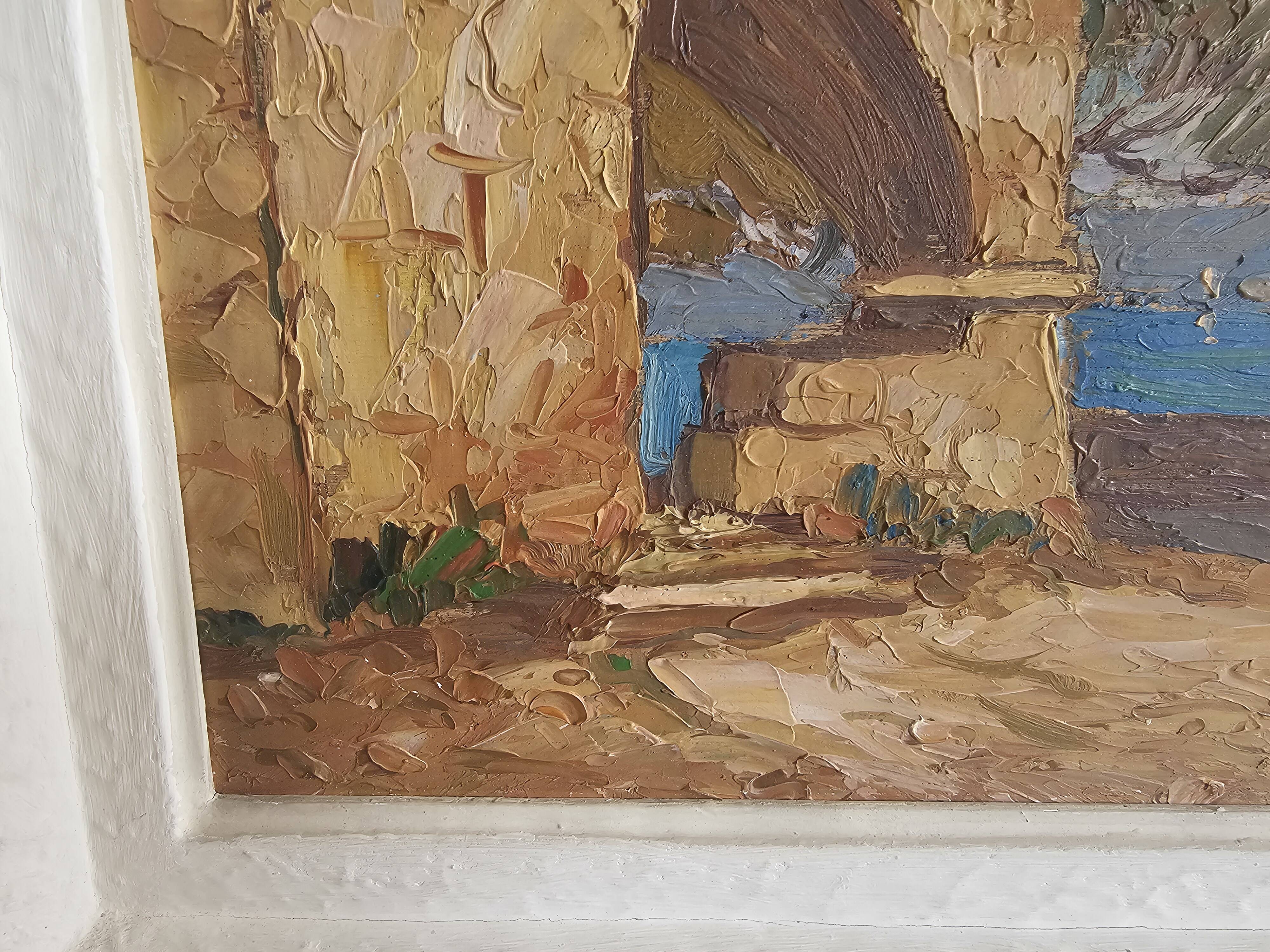 Oil on Panel - Marine Landscape of the Provençal Riviera signed D