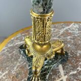Pair of candelabra in gilt bronze and green marble, 19th century