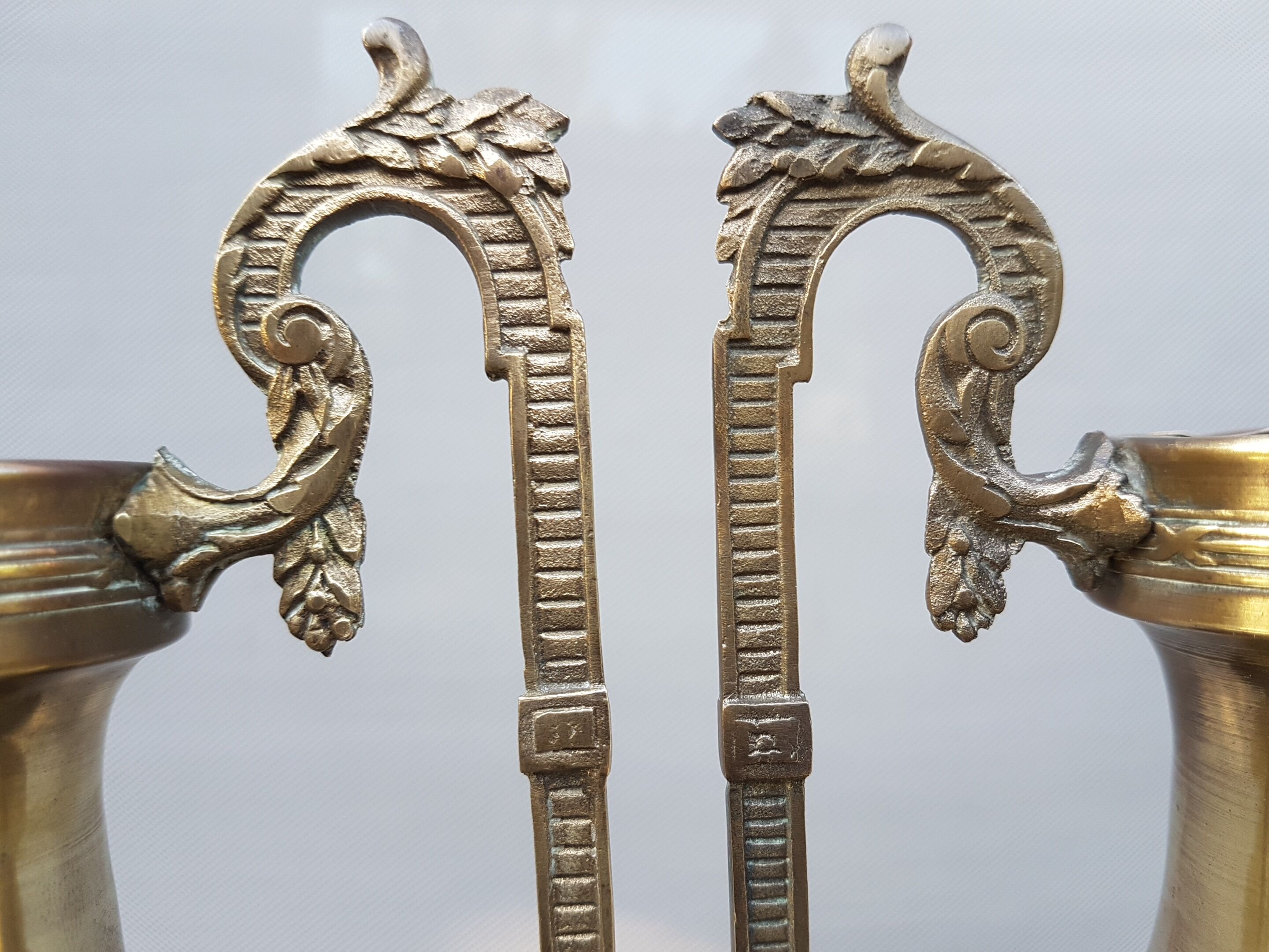 Pair vases amphorae Napoleon III brass