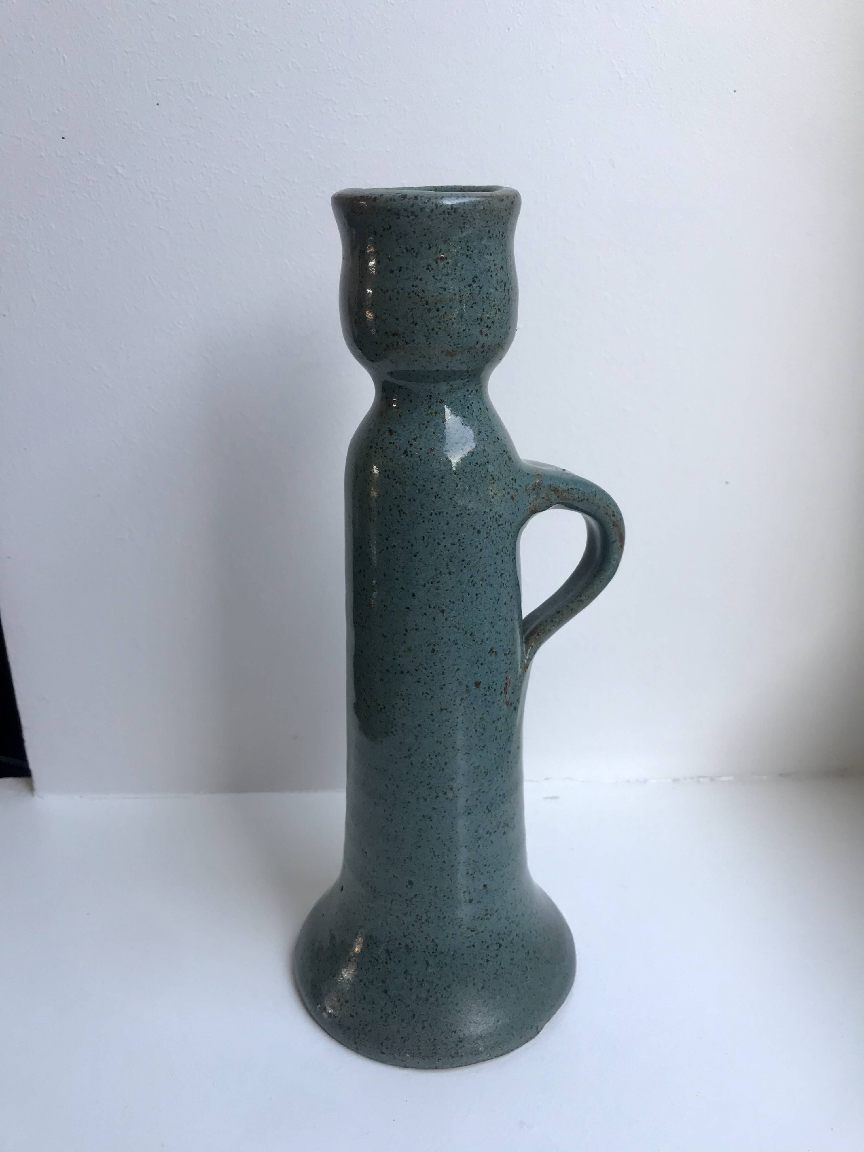Vintage blue sandstone candle holder