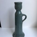 bougeoir en grès bleu vintage
