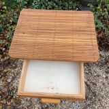 Vintage rattan magazine rack table