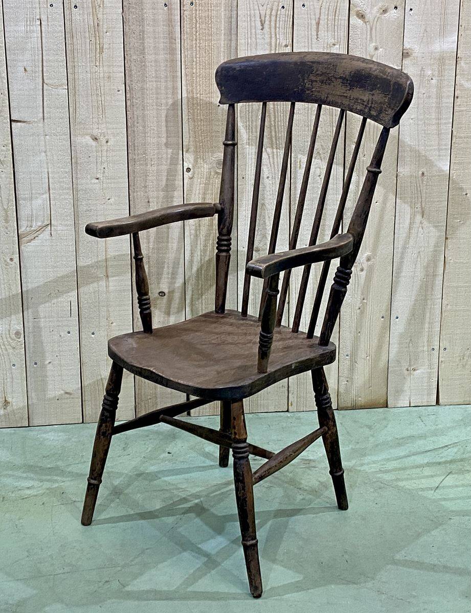 Fauteuil anglais en orme de la fin du XIXème
