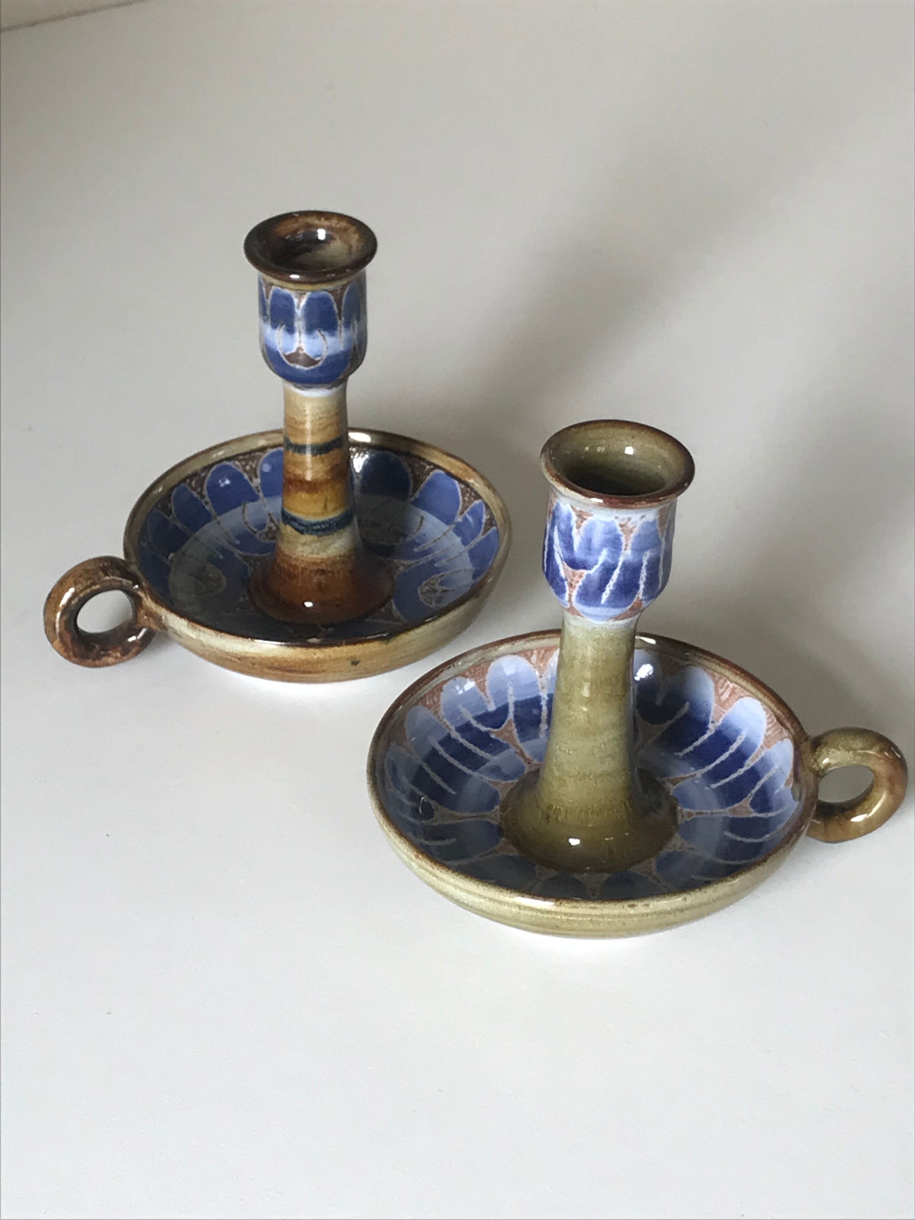 Pair of ceramic candle holders 1960 Roland Moreau