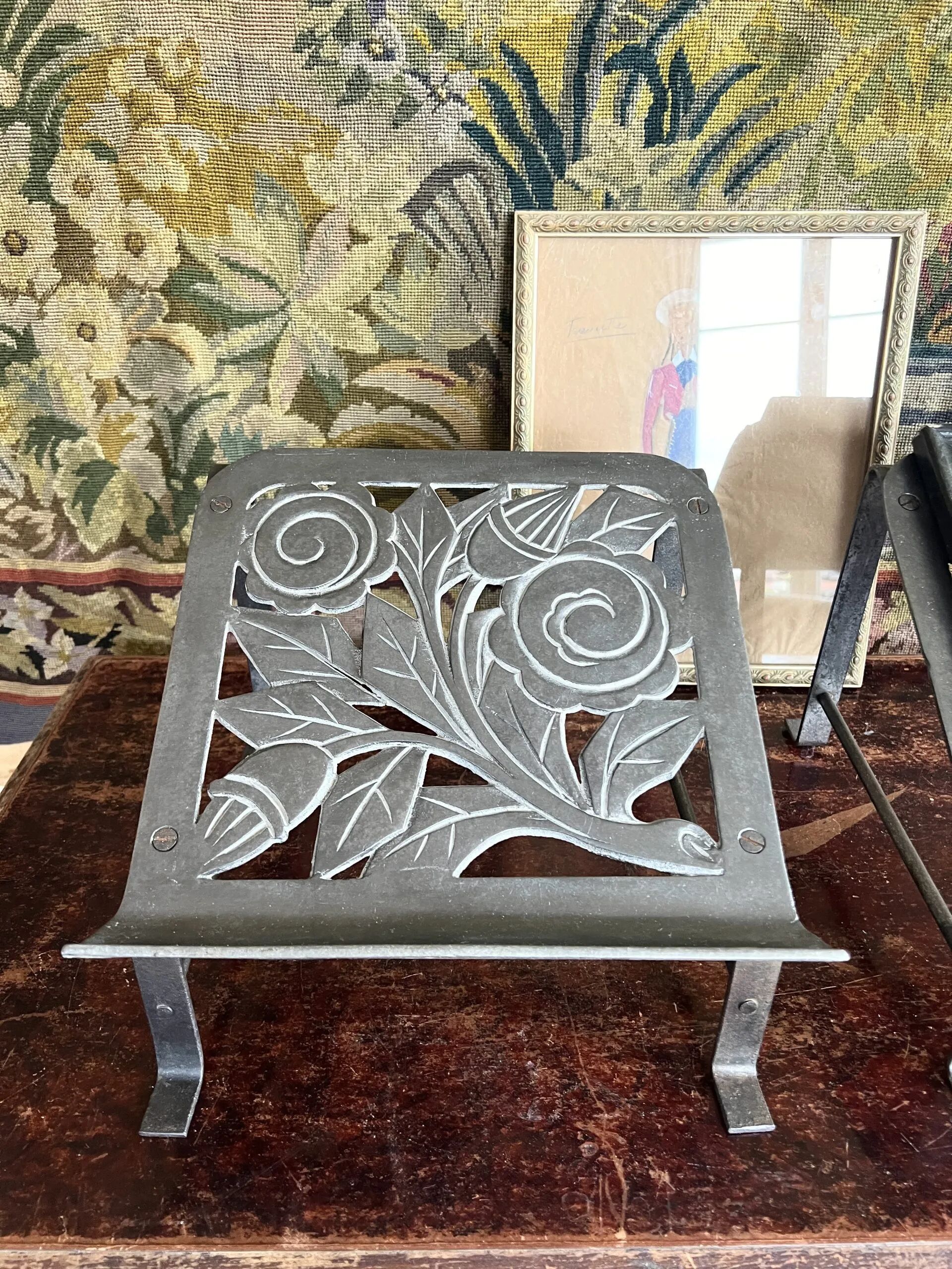 Pair of Art Deco barber's footrests