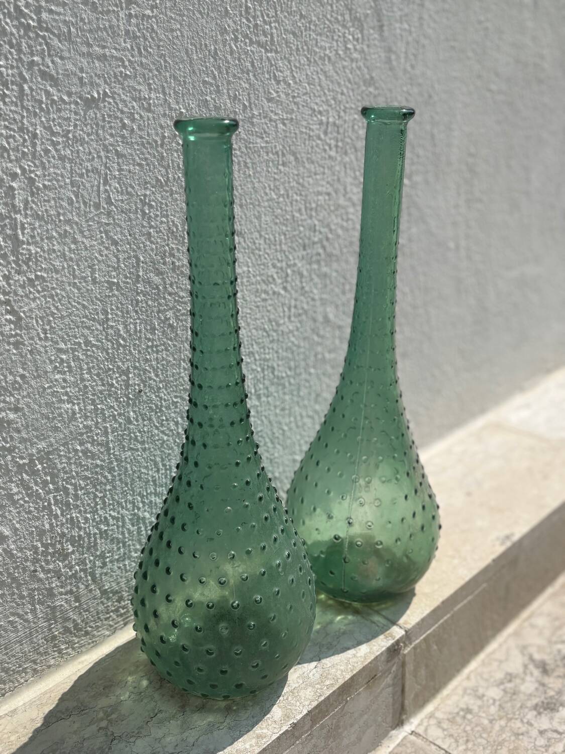 Two large blown glass vases