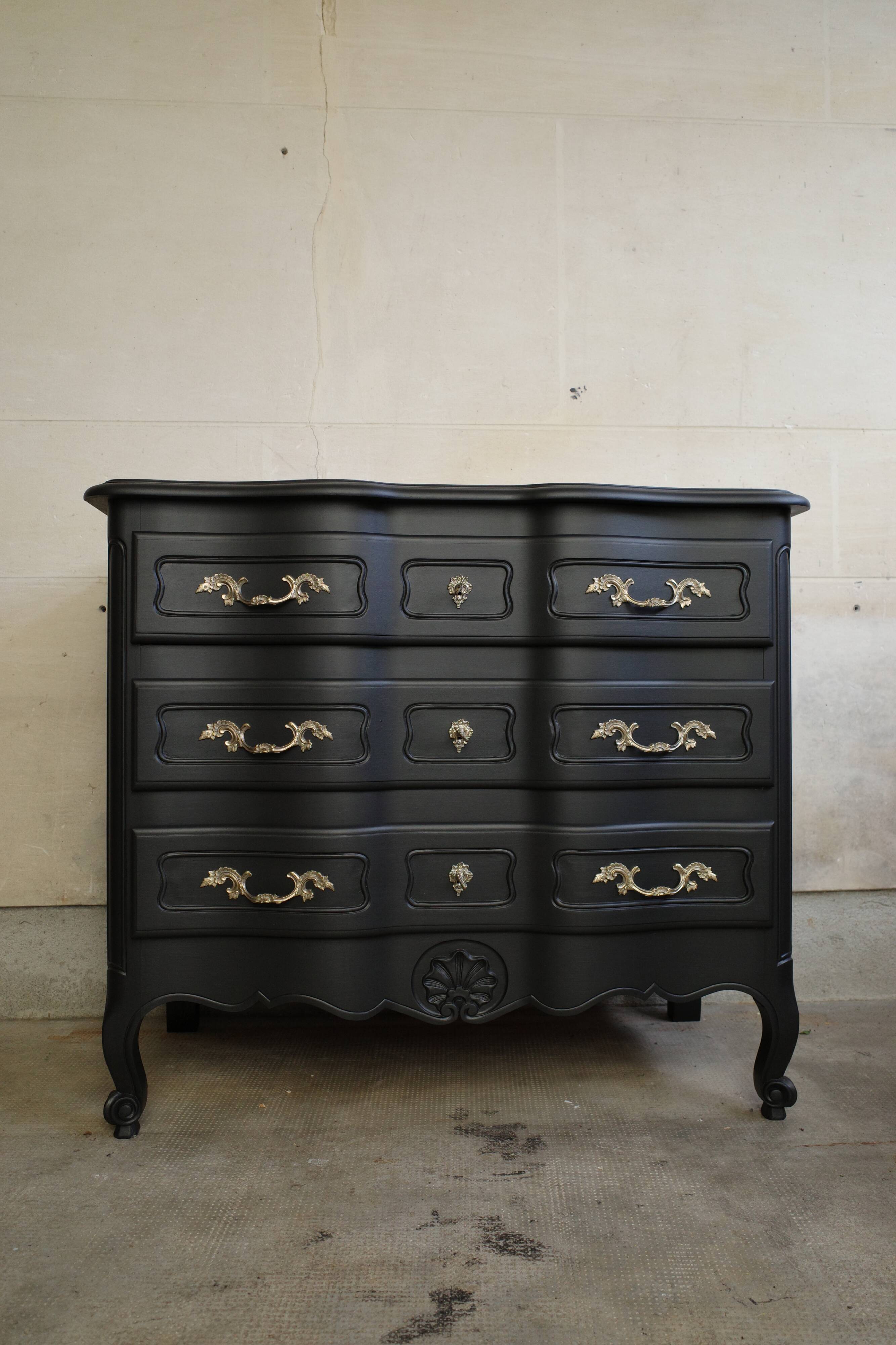 Revamped vintage black chest of drawers