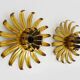 Pair of palm tree wall lights in gold metal. 70s