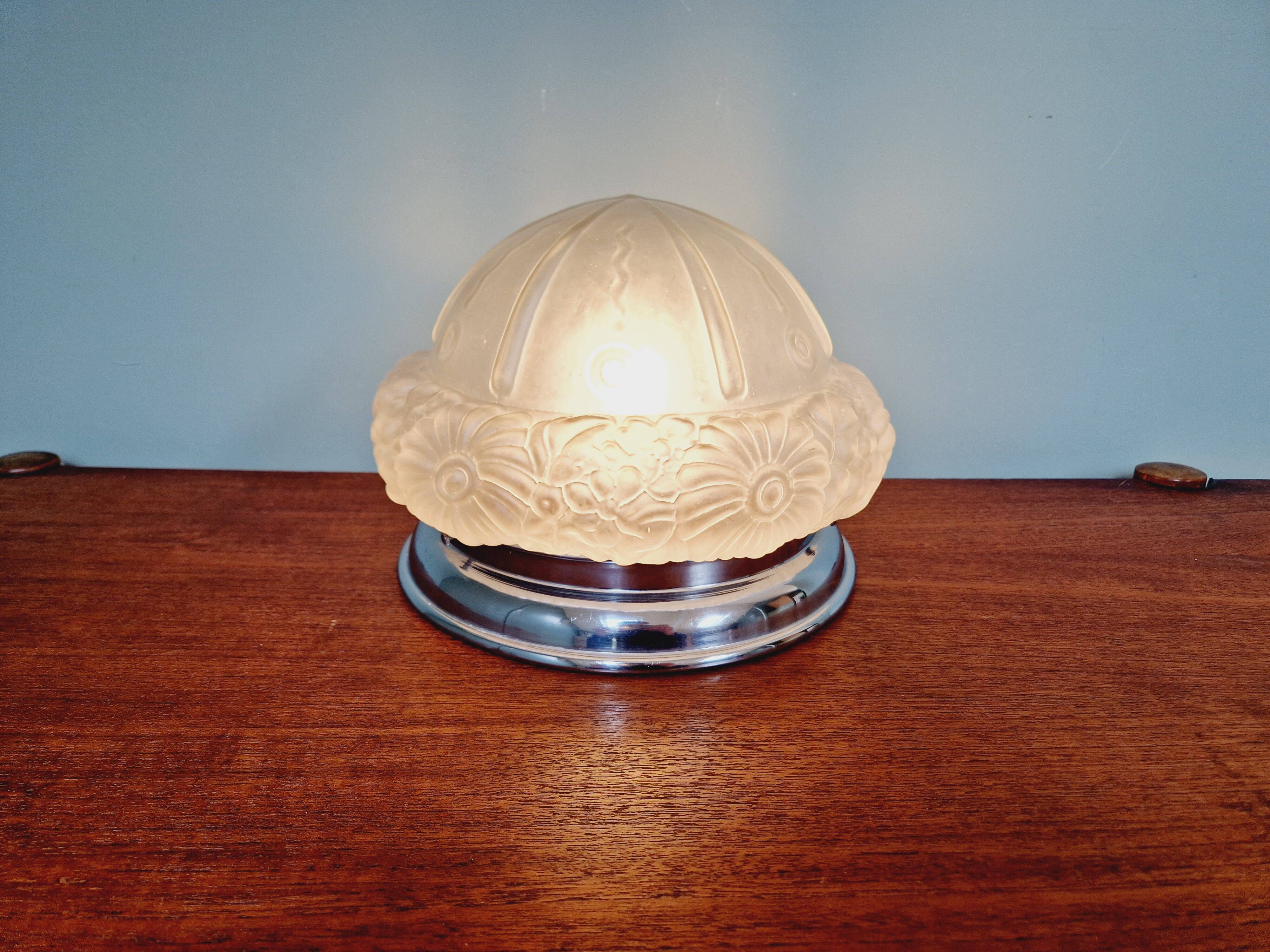 Art Deco ceiling lamp in satin glass, 1920s-30s