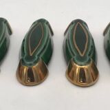 Set of 6 Poët-Laval Art Deco Enameled Ceramic Knife Holders