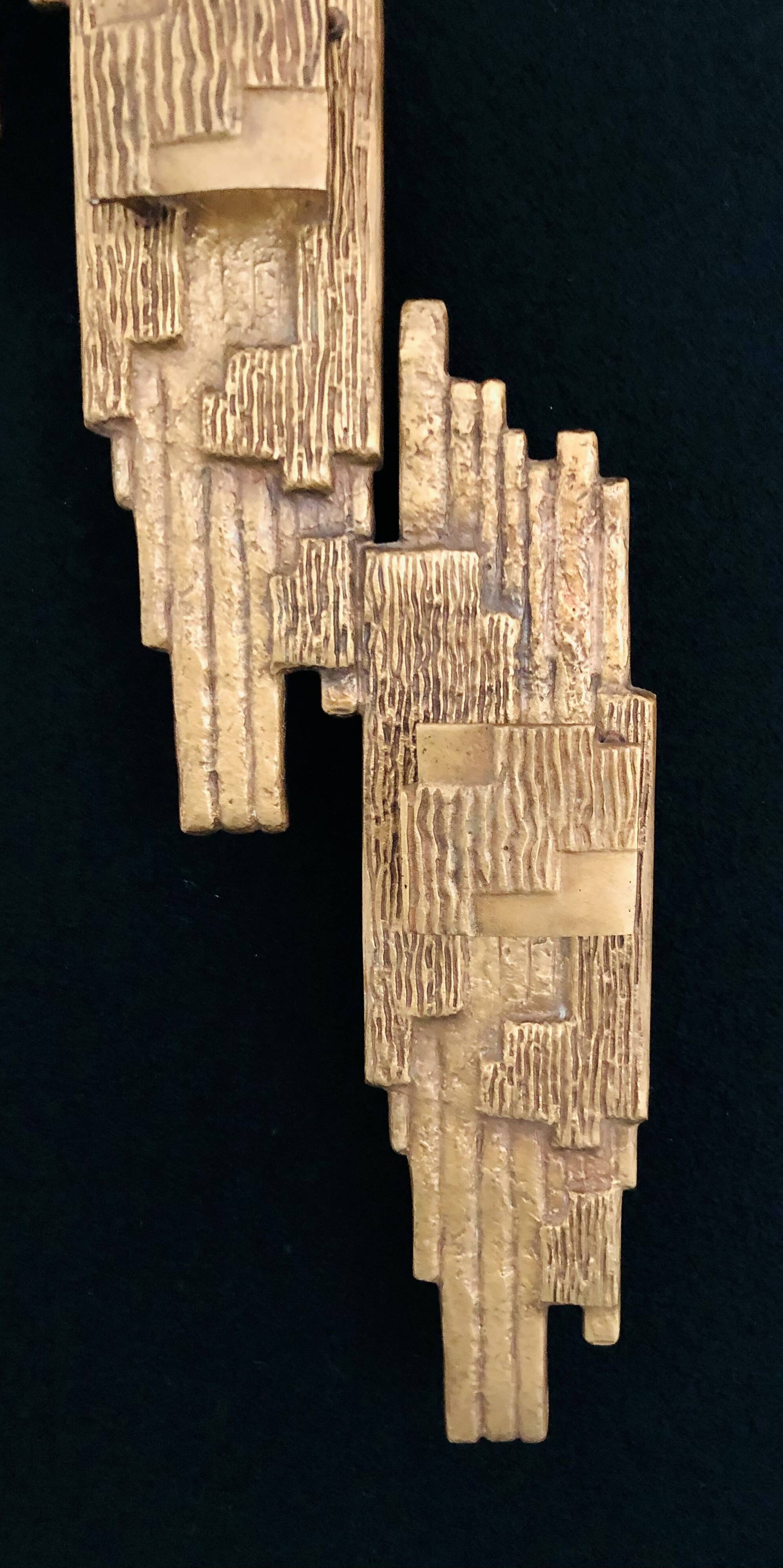 Applique brutaliste en bronze par Maxime Delo, Italie années 70