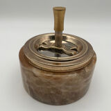 Vintage onyx and gold pusher ashtray