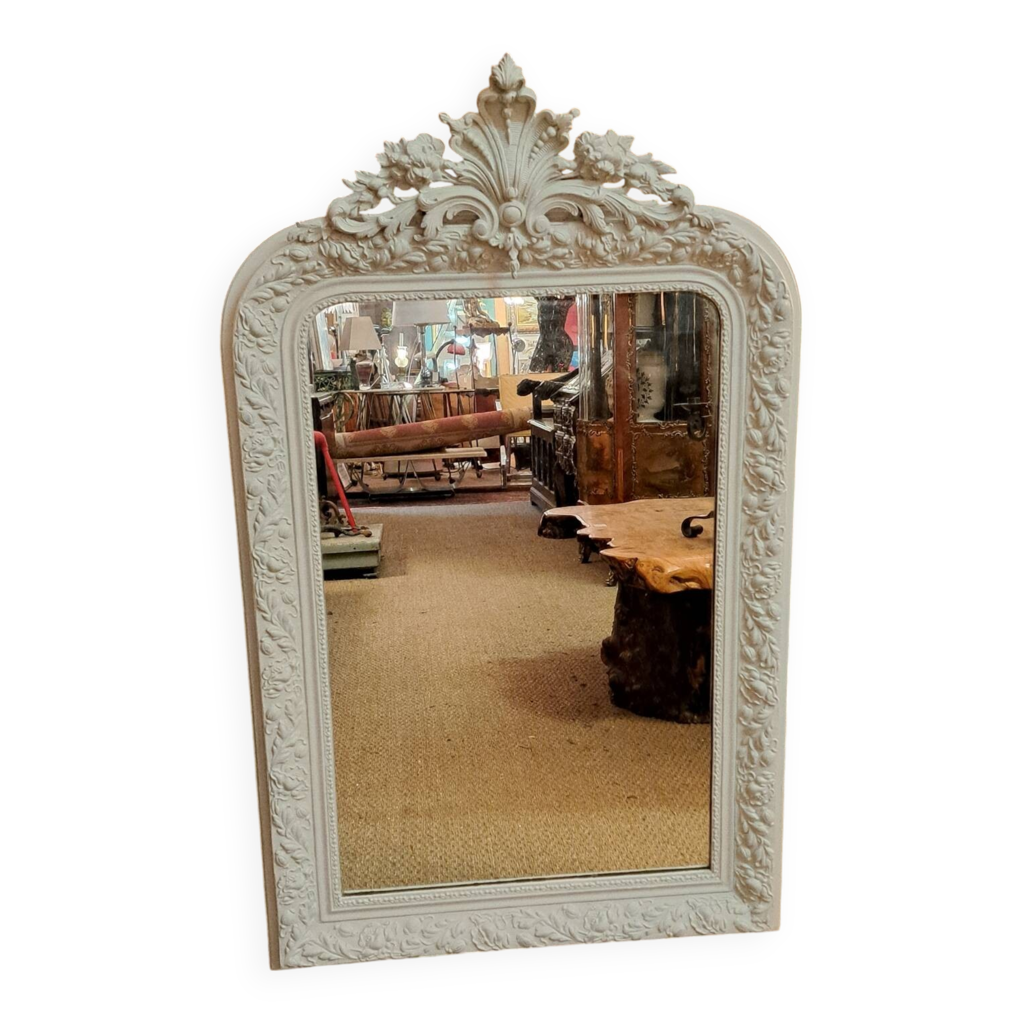 Louis Philippe mirror with patinated cartouche