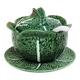 Soup tureen and green cabbage plate