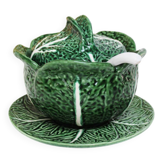 Soup tureen and green cabbage plate