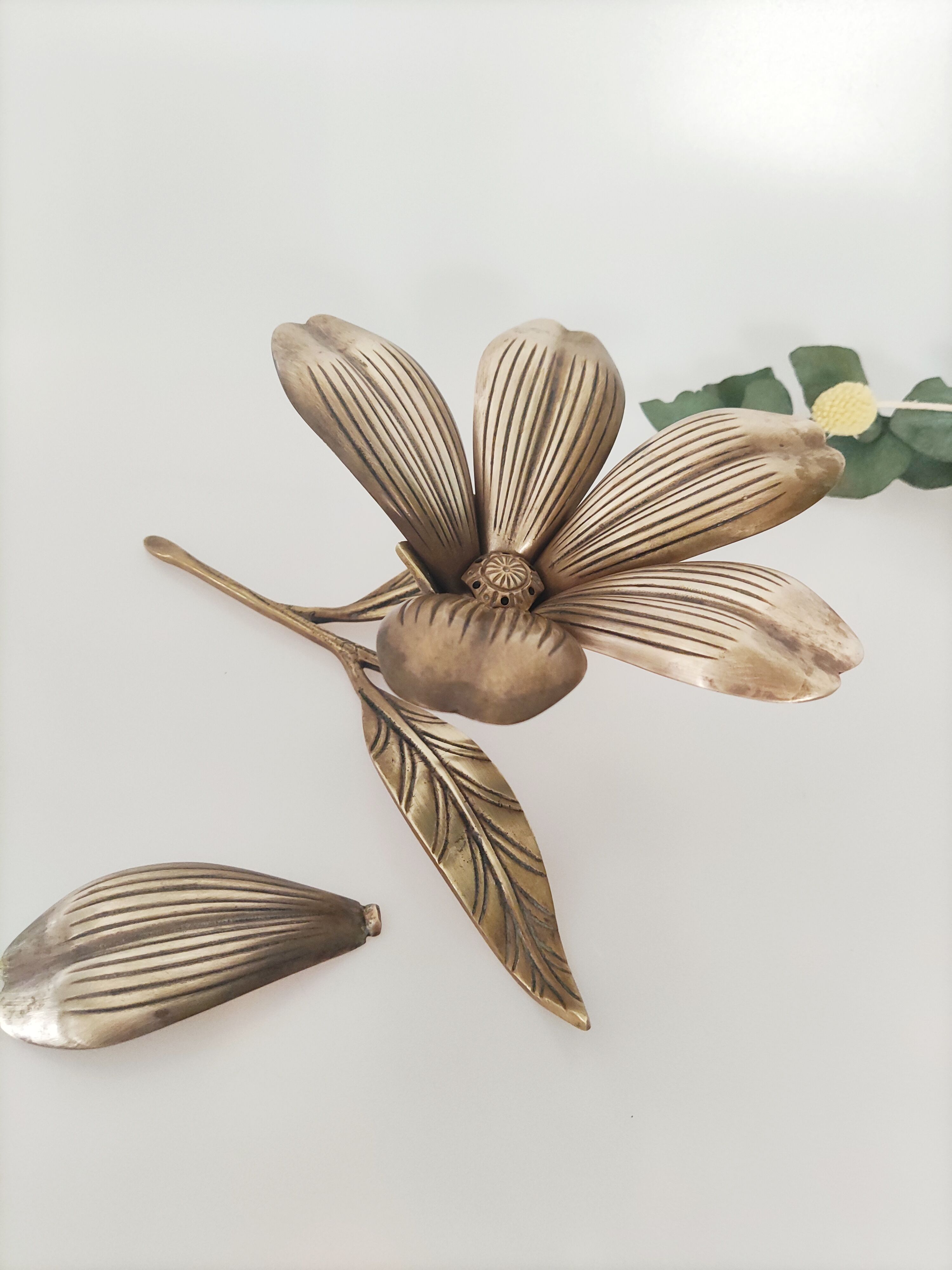 Brass flower ashtray