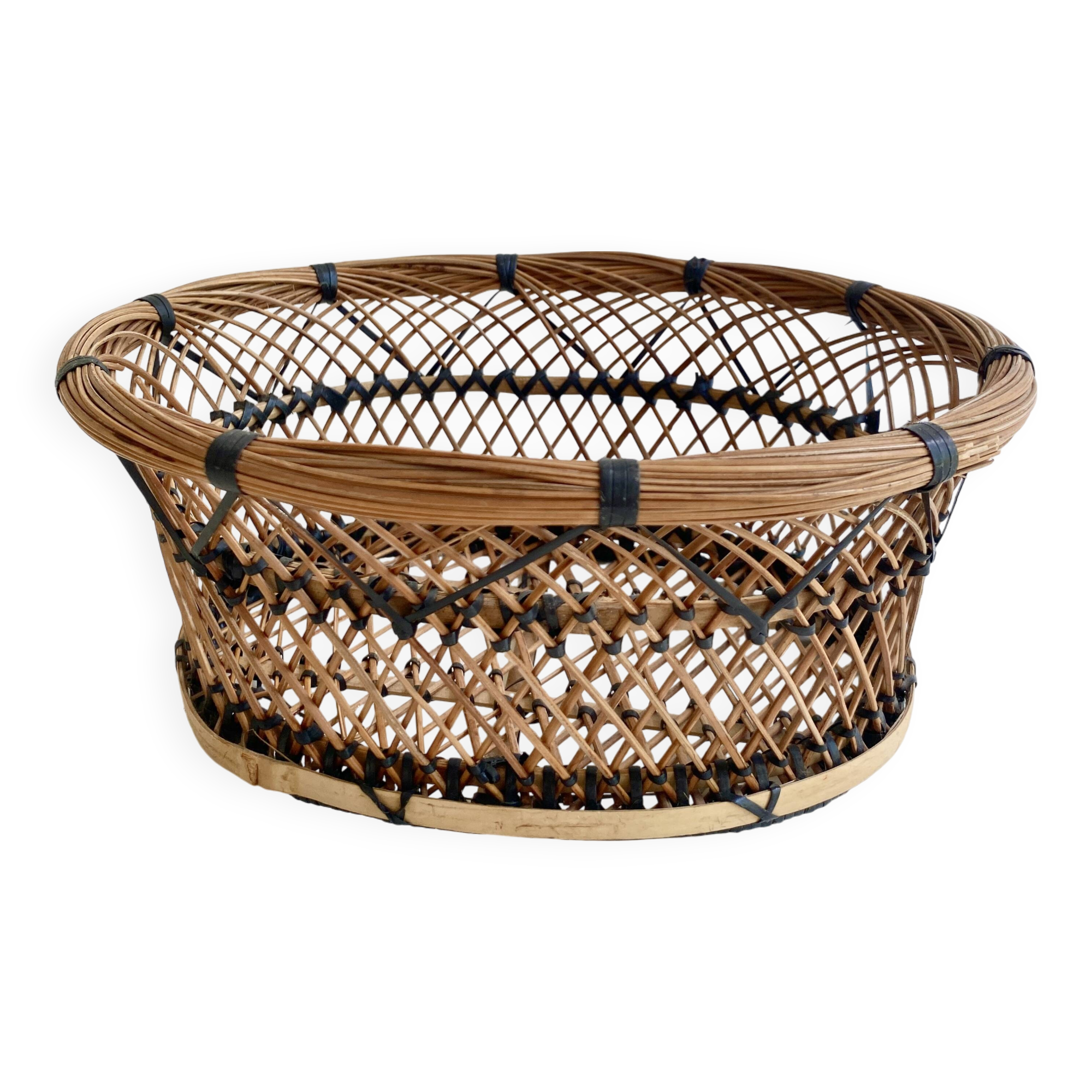 Mid-century woven fiber basket