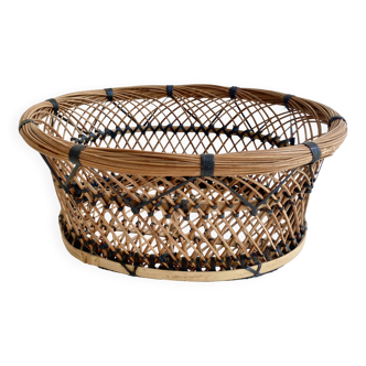 Panière fibres tressées mid century